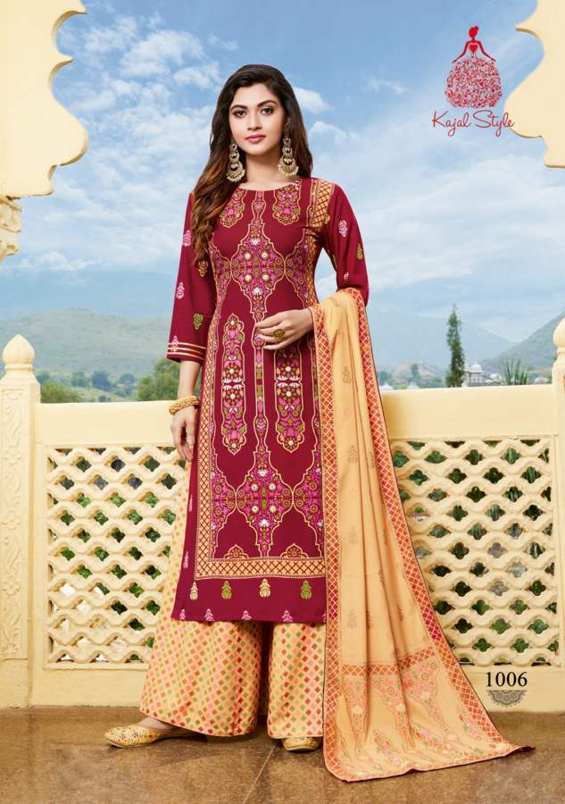 Gulzar 8 Fancy Casual Wear Rayon Kurti With Plazzo And Dupatta Readymade Collection